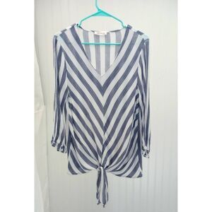 Faith and joy striped,  tie front blouse size L